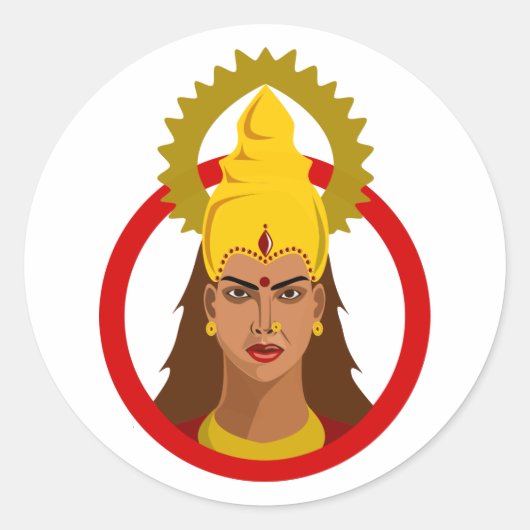 Sticker Rond La déesse de la force : la puissance de Durga (Devant)
