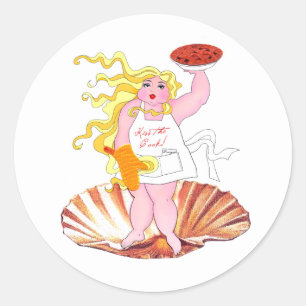 Sticker Rond "La déesse domestique" - Embrasse la cuisinière ! 