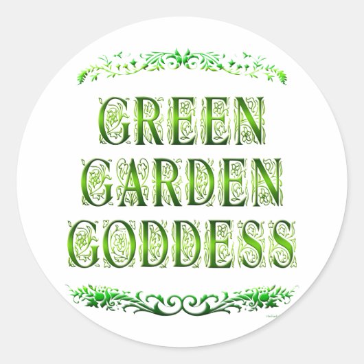 Sticker Rond La déesse du jardin vert dit (Devant)