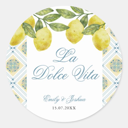 Sticker Rond La Dolce Vita Italien Citron Mariage (Devant)