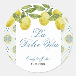 Sticker Rond La Dolce Vita Italien Citron Mariage