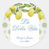 Sticker Rond La Dolce Vita Italien Citron Mariage (Devant)