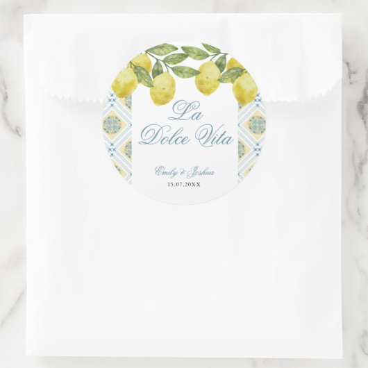 Sticker Rond La Dolce Vita Italien Citron Mariage (Sac)