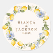Sticker Rond La Dolce Vita Lemon italian wedding name (Devant)