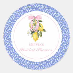 Sticker Rond La Dolce Vita Lemon Rose Bow Mariage