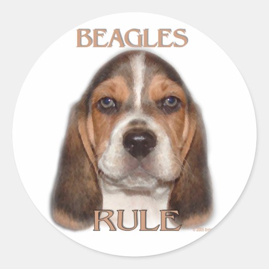 Sticker Rond La domination beagle ! (Devant)