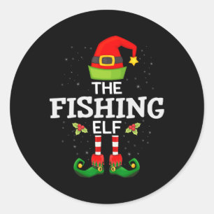 Sticker Rond La famille de Noël des elfes de pêche correspond a