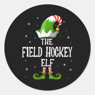 Sticker Rond La famille d'elfes de hockey sur gazon appariée à 