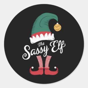 Sticker Rond La famille d'elfes impertinents assortis pour un N