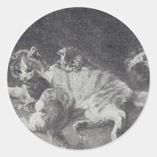Sticker Rond La famille des chats