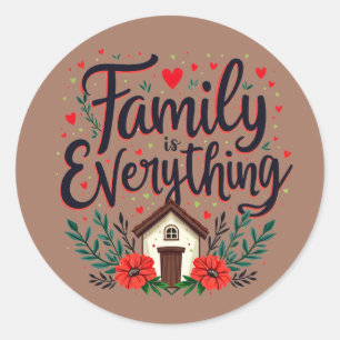 Sticker Rond La Famille est Tout Cottagecore