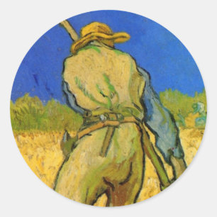 Sticker Rond La Faucheuse (après Millet) par Vincent van Gogh