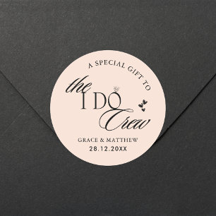 Sticker Rond La Faveur de Cadeau de la Fête de Mariage I Do Cre