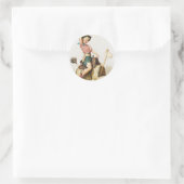 Sticker Rond La Femme À Monter La Pinceau (Sac)