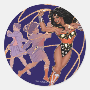 Sticker Rond La Femme des merveilles Diana Prince Transformatio