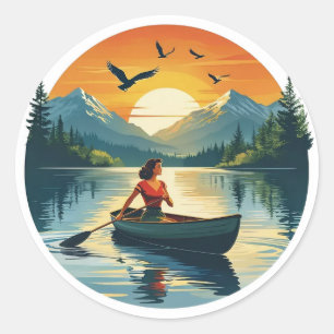 Sticker Rond La femme du bateau