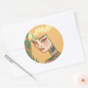 Sticker Rond La femme gothique