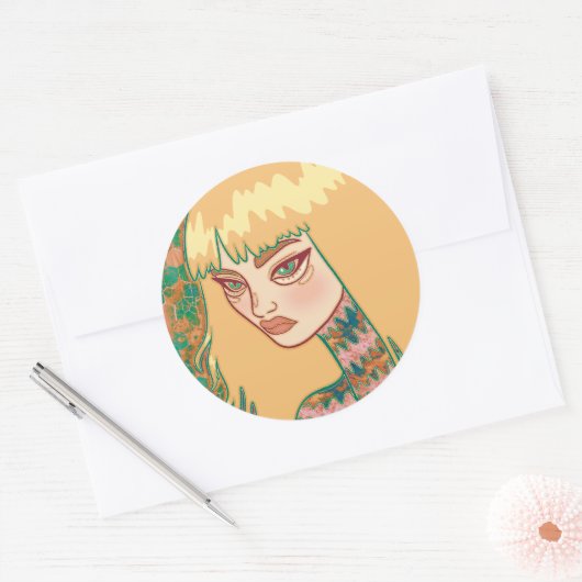 Sticker Rond La femme gothique (Enveloppe)