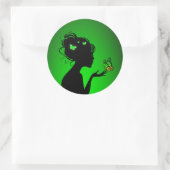 Sticker Rond La femme papillons verts (Sac)