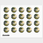 Sticker Rond La ferme tranquille – Paysage de ferme Classique R (Feuille)