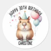 Sticker Rond La fête d'anniversaire de la mignonne capybara fav (Devant)