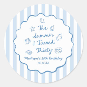Sticker Rond La fête d'anniversaire de mes trente ans l'été où