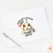 Sticker Rond La fête d'anniversaire du cochon de Guinée mignonn (Enveloppe)