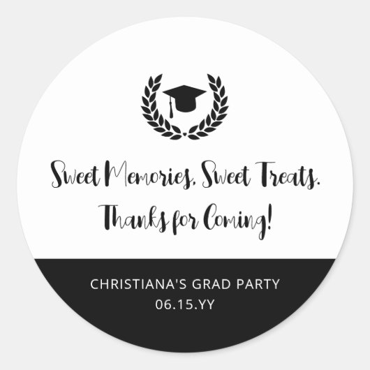 Sticker Rond La fête de la graduation moderne sur mesure favori (Devant)