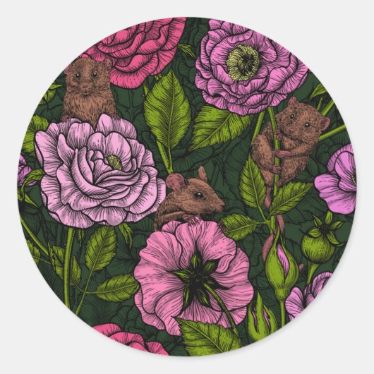 Sticker Rond La fête des souris (Devant)