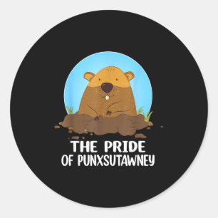 Sticker Rond La fierté de Punxsutawney Joyeux Jour du marmotte