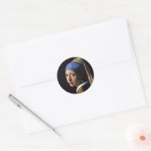 Sticker Rond La Fille Avec La Perle Écoutant (Enveloppe)