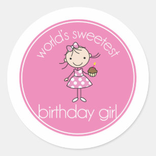 Sticker Rond La fille d'anniversaire la plus douce des mondes