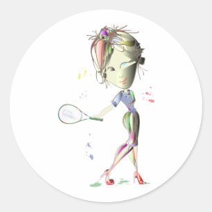 Sticker Rond la fille de Mlle-ajustement joue l'autocollant de