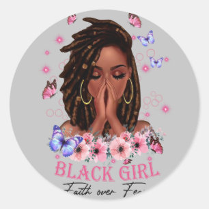 Sticker Rond La Fille Noire sur la peur