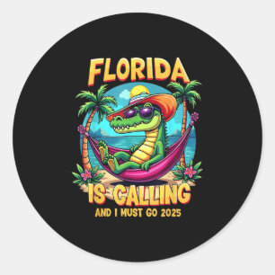 Sticker Rond La Floride Appelle Et Je Dois Aller 2025 Vibes D'É