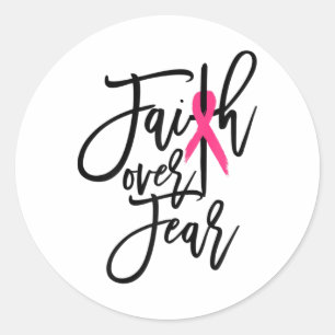 Sticker Rond La foi au sujet de la peur Le cancer du sein crois
