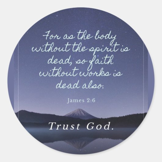 Sticker Rond La foi sans travail est morte (Devant)