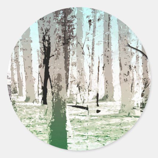 Sticker Rond La forêt de Birch (Devant)