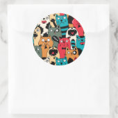 Sticker Rond La foule de chats (Sac)
