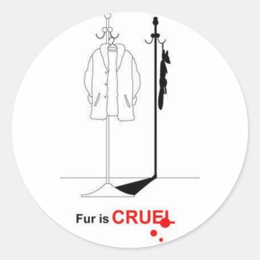 Sticker Rond La fourrure est cruelle (Devant)