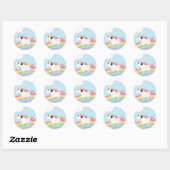 Sticker Rond La fraise à la licorne (Feuille)