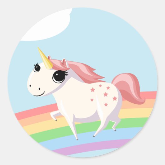 Sticker Rond La fraise à la licorne (Devant)