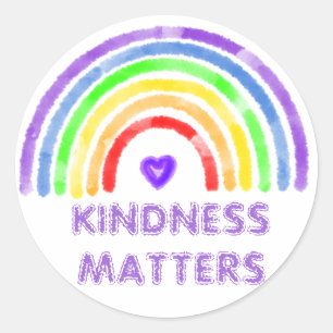 Sticker Rond La gentillesse compte   Aquarelle arc-en-ciel et c