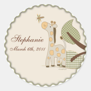 Sticker Rond La girafe avec le plaid part de l'autocollant
