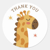 Sticker Rond La girafe mignonne. Funny animal safari zoo merci (Devant)