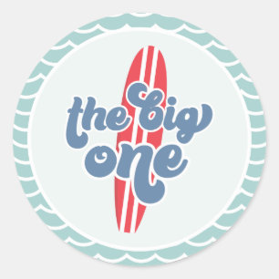 Sticker Rond La Grande Première Plage de Surf 1er Anniversaire