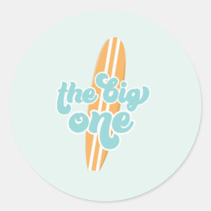 Sticker Rond La Grande Première Plage de Surf 1er Anniversaire