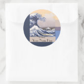 Sticker Rond La Grande Vague au large de Kanagawa (Sac)