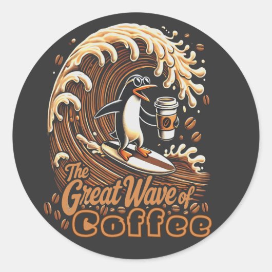 Sticker Rond La Grande Vague De Café (Devant)