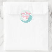 Sticker Rond La Grande Vague Pink Beach Anniversaire (Sac)